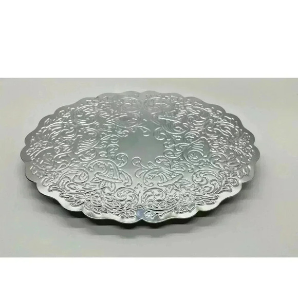 Silver Plate Oval Trivet Cornucopia Pattern 8" x 6" - Picture 4 of 5